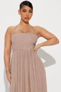 Hayley Halter Maxi Dress - Mocha sold by Fashion Nova