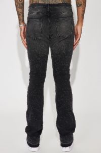 Reaching Goals Stacked Skinny Flare Jeans - Black Wash sold by Fashion Nova