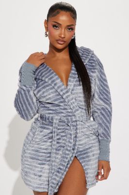 Wrapped Up Hooded PJ Robe - Grey sold by Fashion Nova