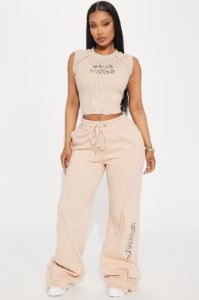 Good Vibes Washed Wide Leg Pant - Taupe/combo sold by Fashion Nova