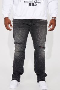 Reaching Goals Stacked Skinny Flare Jeans - Black Wash sold by Fashion Nova