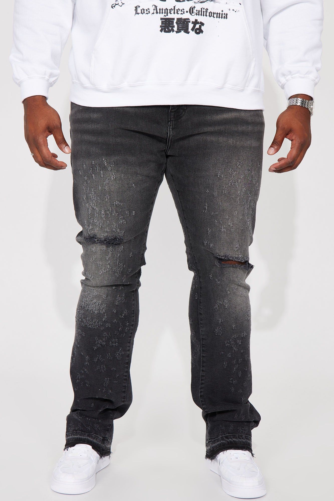 Reaching Goals Stacked Skinny Flare Jeans - Black Wash sold by Fashion Nova product image thumbnail 2