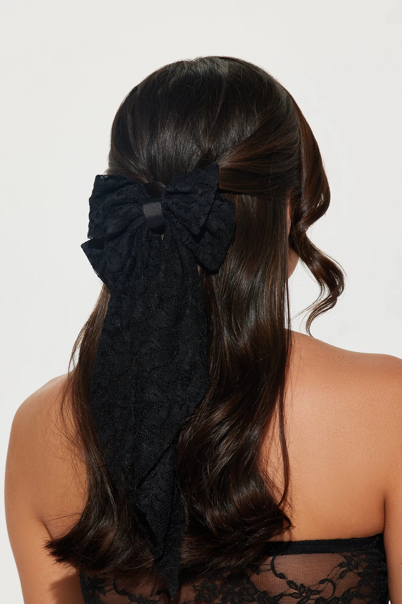 Tea Time Lace Hair Bow - Black sold by Fashion Nova