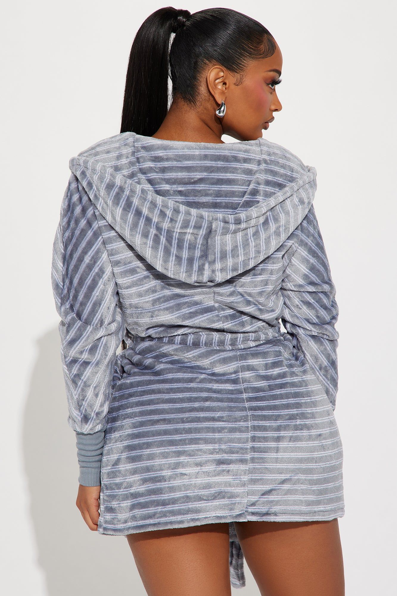 Wrapped Up Hooded PJ Robe - Grey sold by Fashion Nova product image thumbnail 3