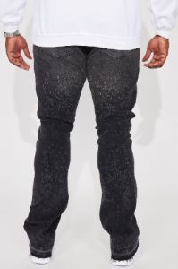 Reaching Goals Stacked Skinny Flare Jeans - Black Wash sold by Fashion Nova