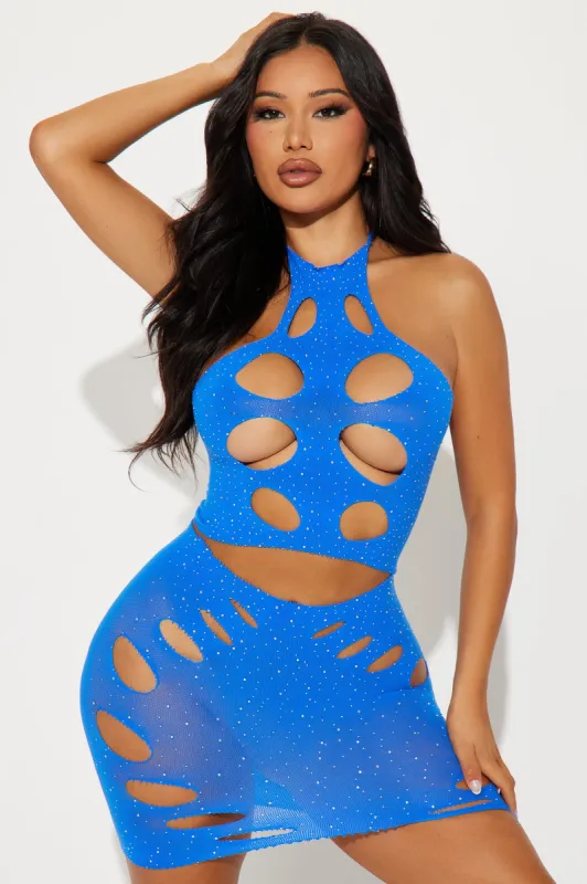 Sasha Rhinestone Dancer Bodystocking Set - Royal sold by Fashion Nova
