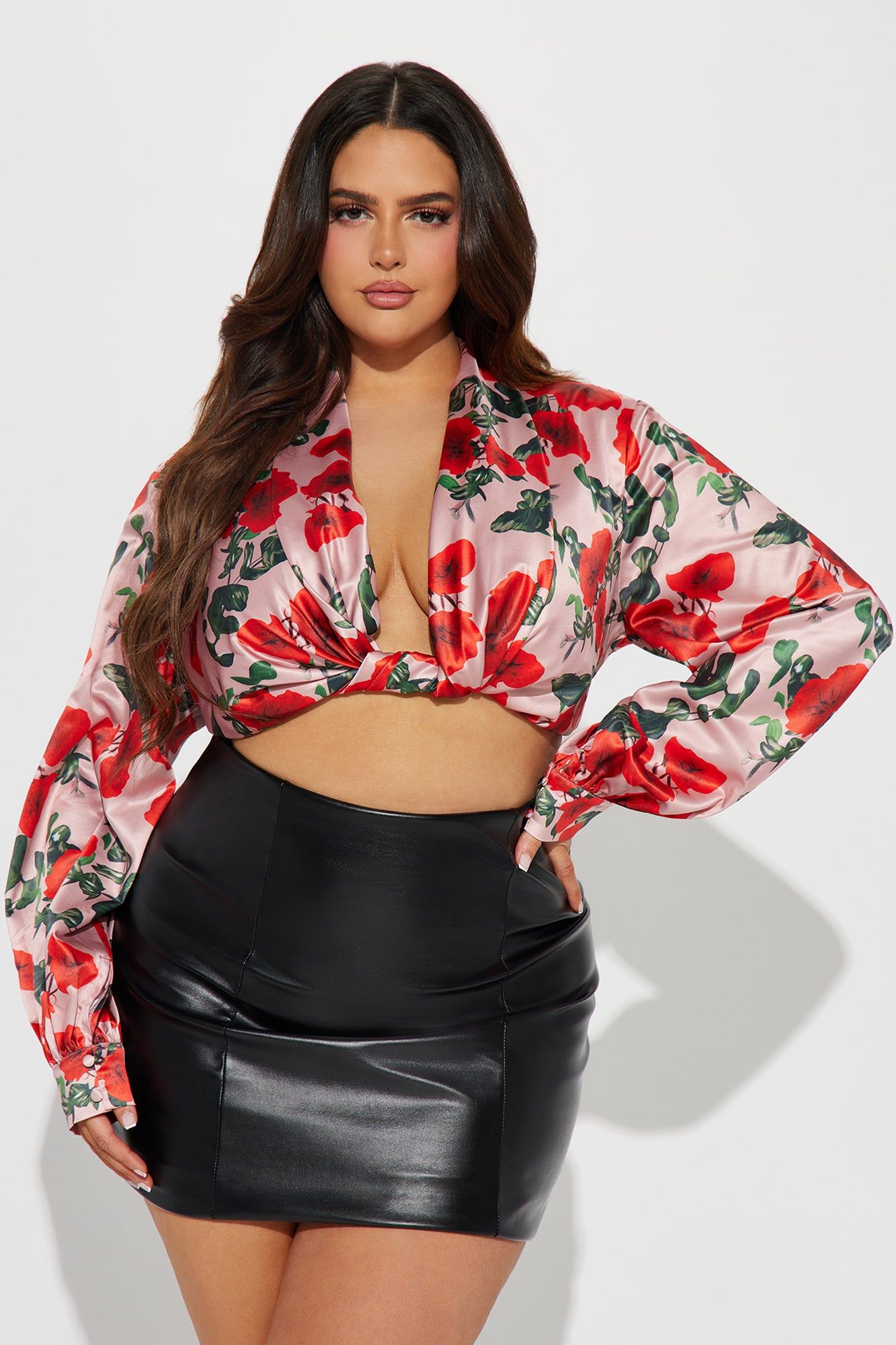 From My Garden Satin Blouse Top - Pink/combo sold by Fashion Nova product image thumbnail 4
