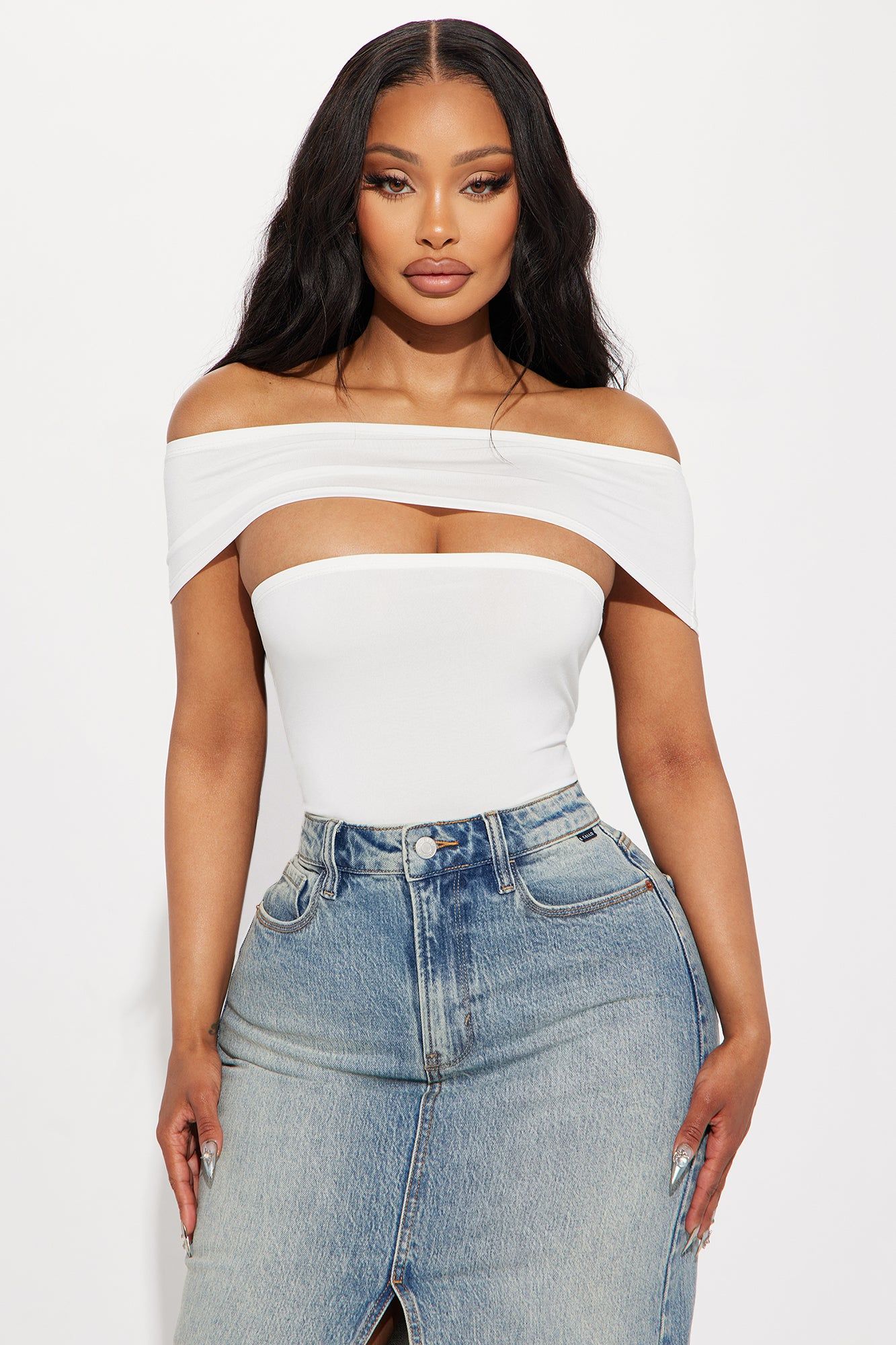 Camille Cut Out Bodysuit - Ivory sold by Fashion Nova