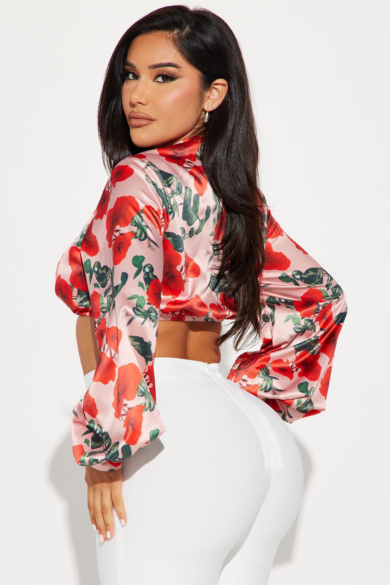 From My Garden Satin Blouse Top - Pink/combo sold by Fashion Nova product image thumbnail 3