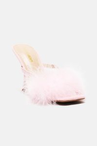 Gwen Feather Heeled Mules - Pink sold by Fashion Nova