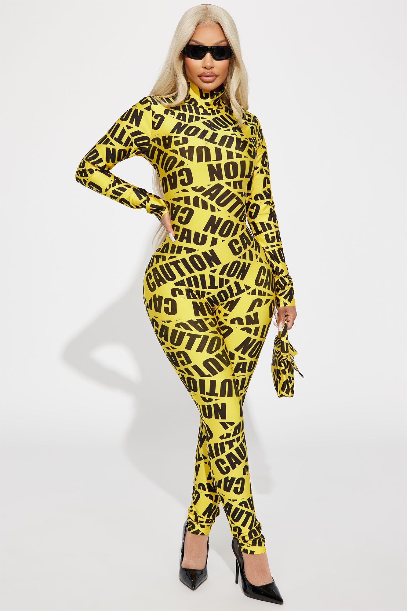 Proceed With Caution 3 Piece Costume Set - Yellow/combo sold by Fashion Nova