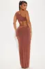 Cassandra Slinky Maxi Dress - Brown sold by Fashion Nova