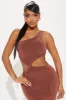 Cassandra Slinky Maxi Dress - Brown sold by Fashion Nova