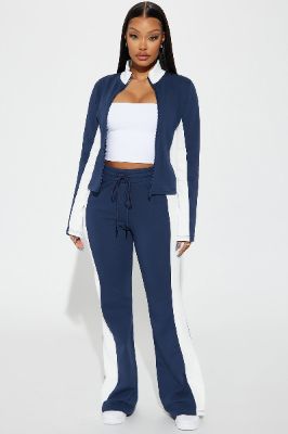Top Of The World Lounge Flare Pants - Navy/combo sold by Fashion Nova