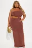 Cassandra Slinky Maxi Dress - Brown sold by Fashion Nova