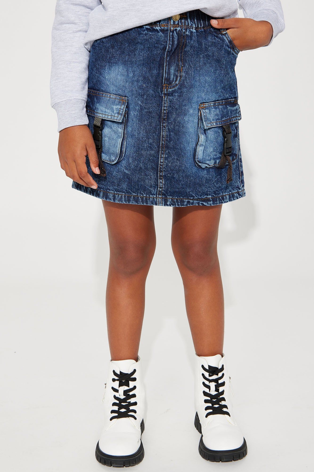 Mini Acid Wash Cargo Denim Skirt - Acid Wash sold by Fashion Nova product image thumbnail 2