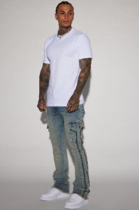 Hilltop Stacked Skinny Flare Jeans - Light Blue Wash sold by Fashion Nova