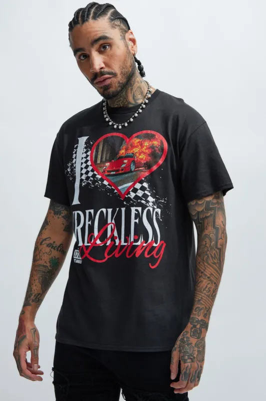 Wreckless Short Sleeve Tee - Black sold by Fashion Nova