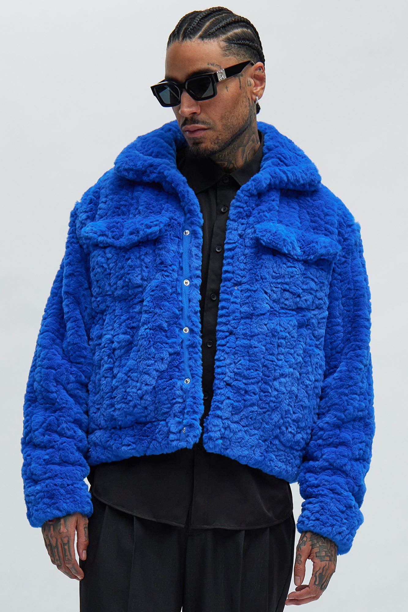 Francis Fur Jacket - Blue sold by Fashion Nova