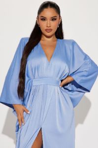 Spectacular Woman Satin Maxi Dress - Slate Blue sold by Fashion Nova