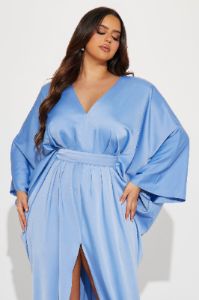 Spectacular Woman Satin Maxi Dress - Slate Blue sold by Fashion Nova
