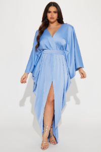 Spectacular Woman Satin Maxi Dress - Slate Blue sold by Fashion Nova