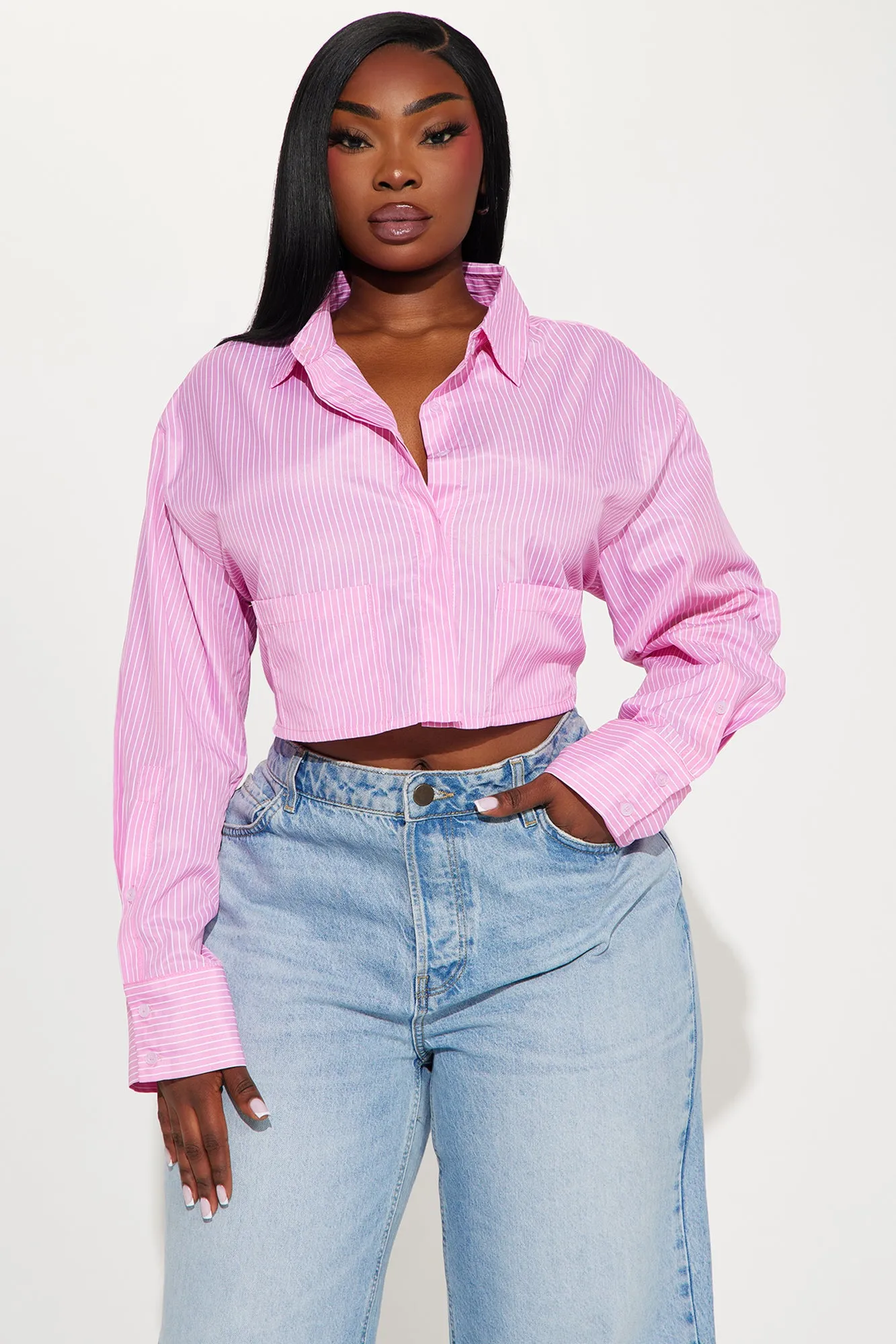 For The Day Striped Shirt - Pink/combo sold by Fashion Nova product image thumbnail 4