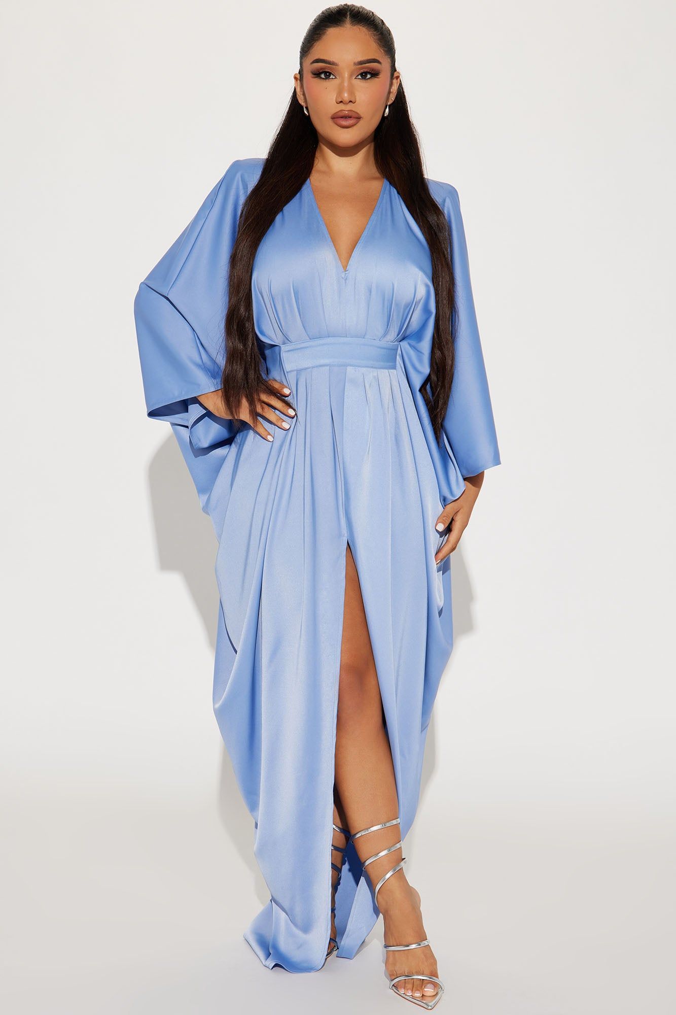 Spectacular Woman Satin Maxi Dress - Slate Blue sold by Fashion Nova