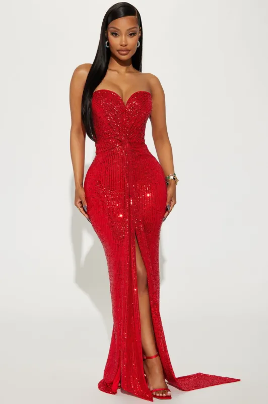 Celeste Sequin Maxi Dress - Red sold by Fashion Nova