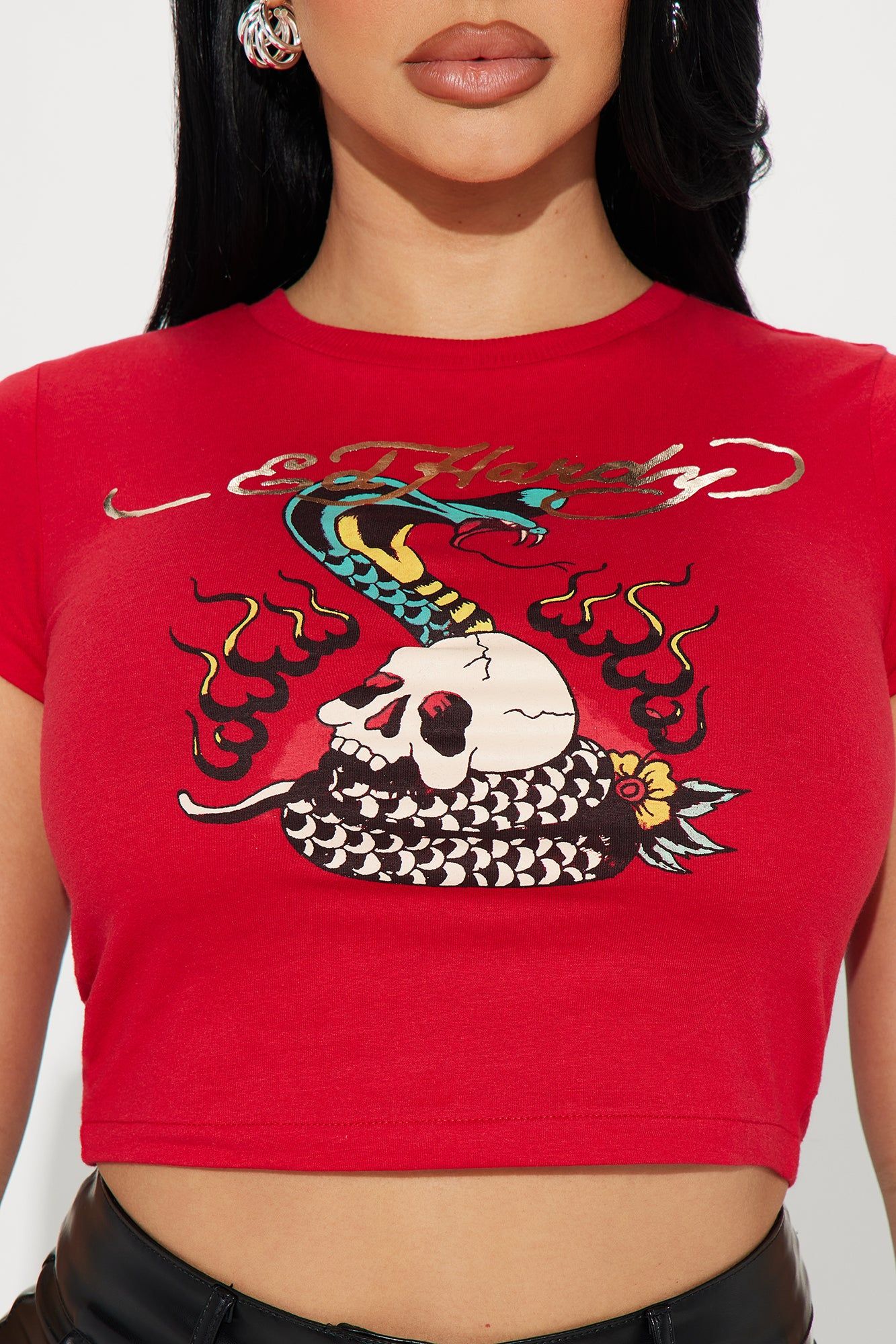 Ed Hardy Cobra Burnout Fitted Tee - Red sold by Fashion Nova product image thumbnail 3