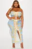 Zaira Denim Look Skirt Set - Blue/combo sold by Fashion Nova