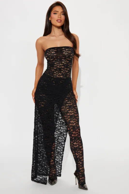 Meredith Lace Maxi Dress Set - Black sold by Fashion Nova