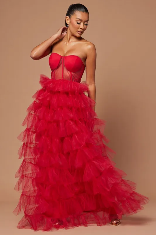 Lidia Tulle Gown - Red sold by Fashion Nova