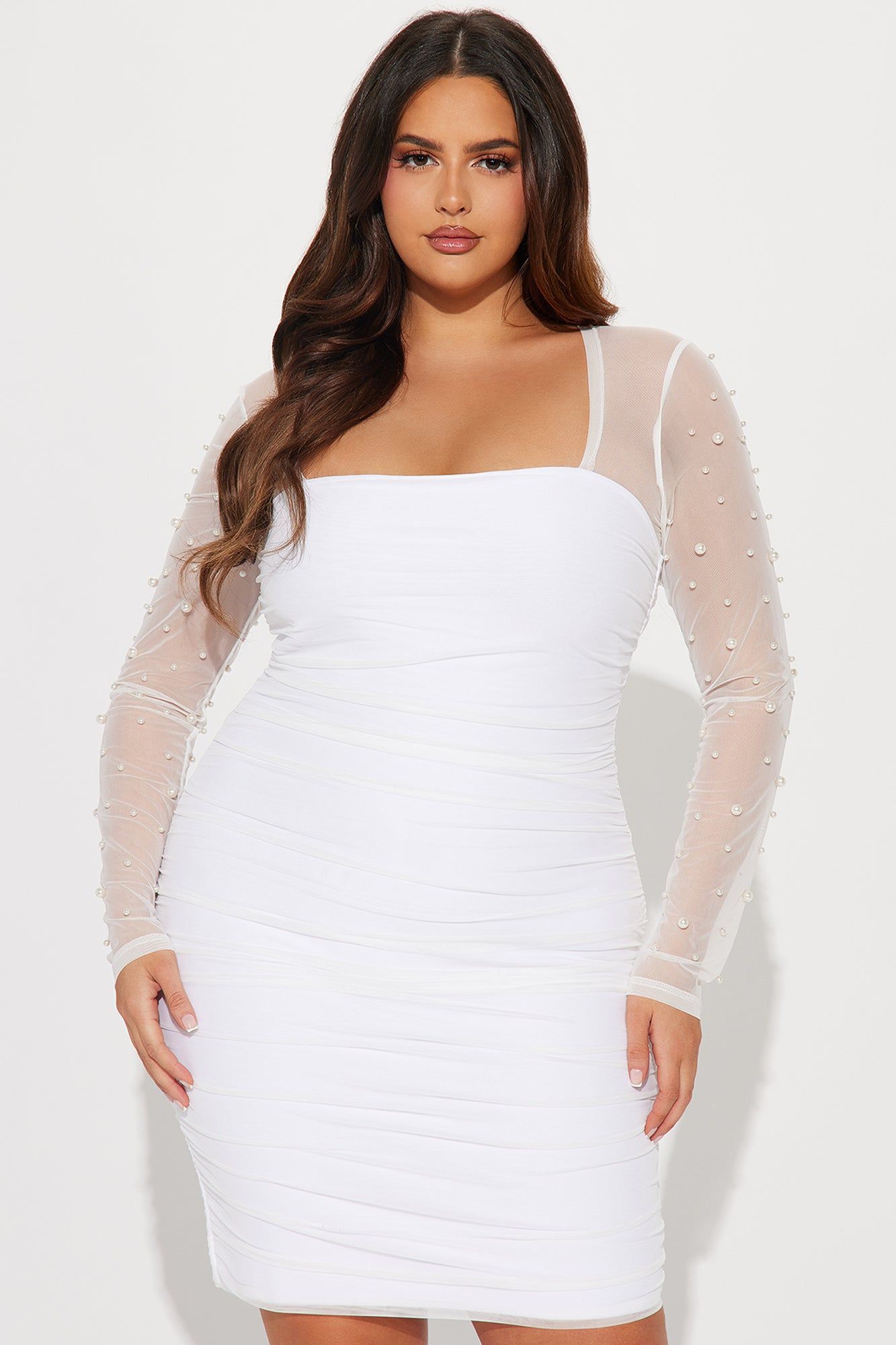 Maia Mesh Mini Dress - White sold by Fashion Nova product image thumbnail 4