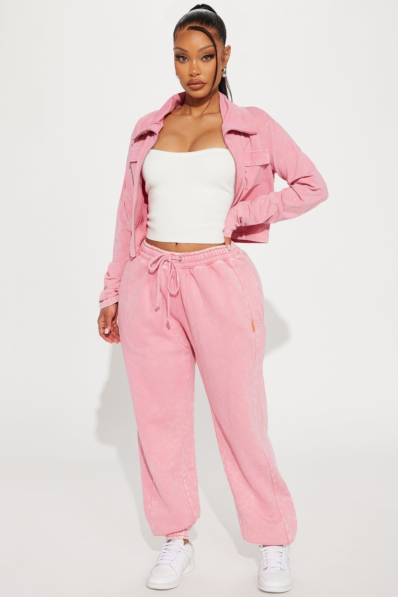 Lazy Days Washed Fleece Jogger - Pink sold by Fashion Nova