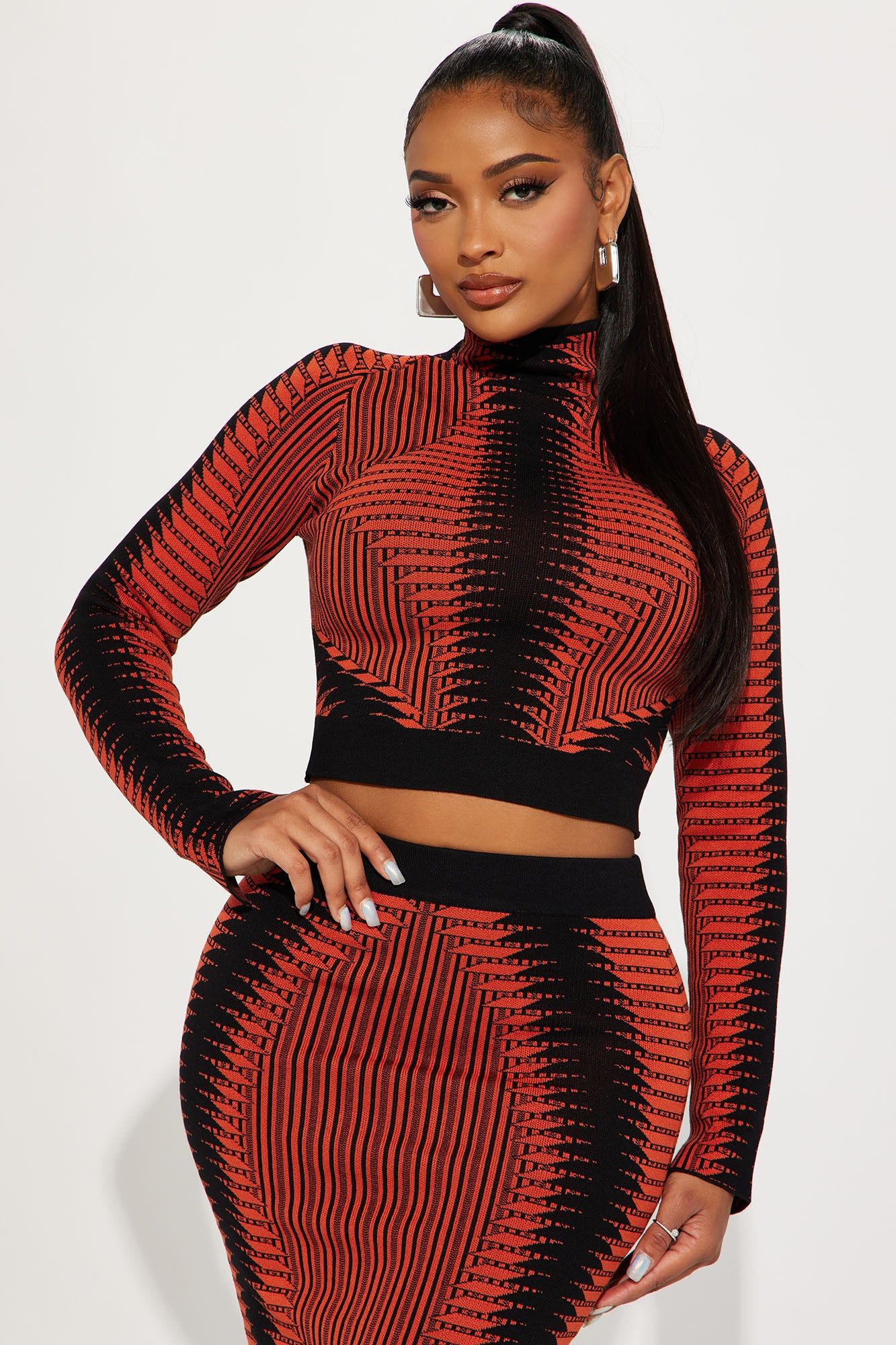Roxana Sweater Skirt Set - Rust/combo sold by Fashion Nova product image thumbnail 2