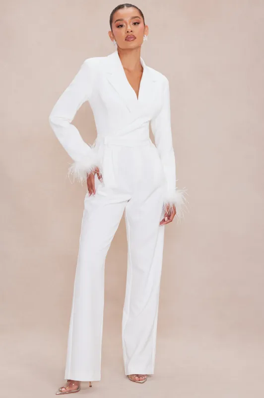 Mirage Blazer Jumpsuit - White sold by Fashion Nova