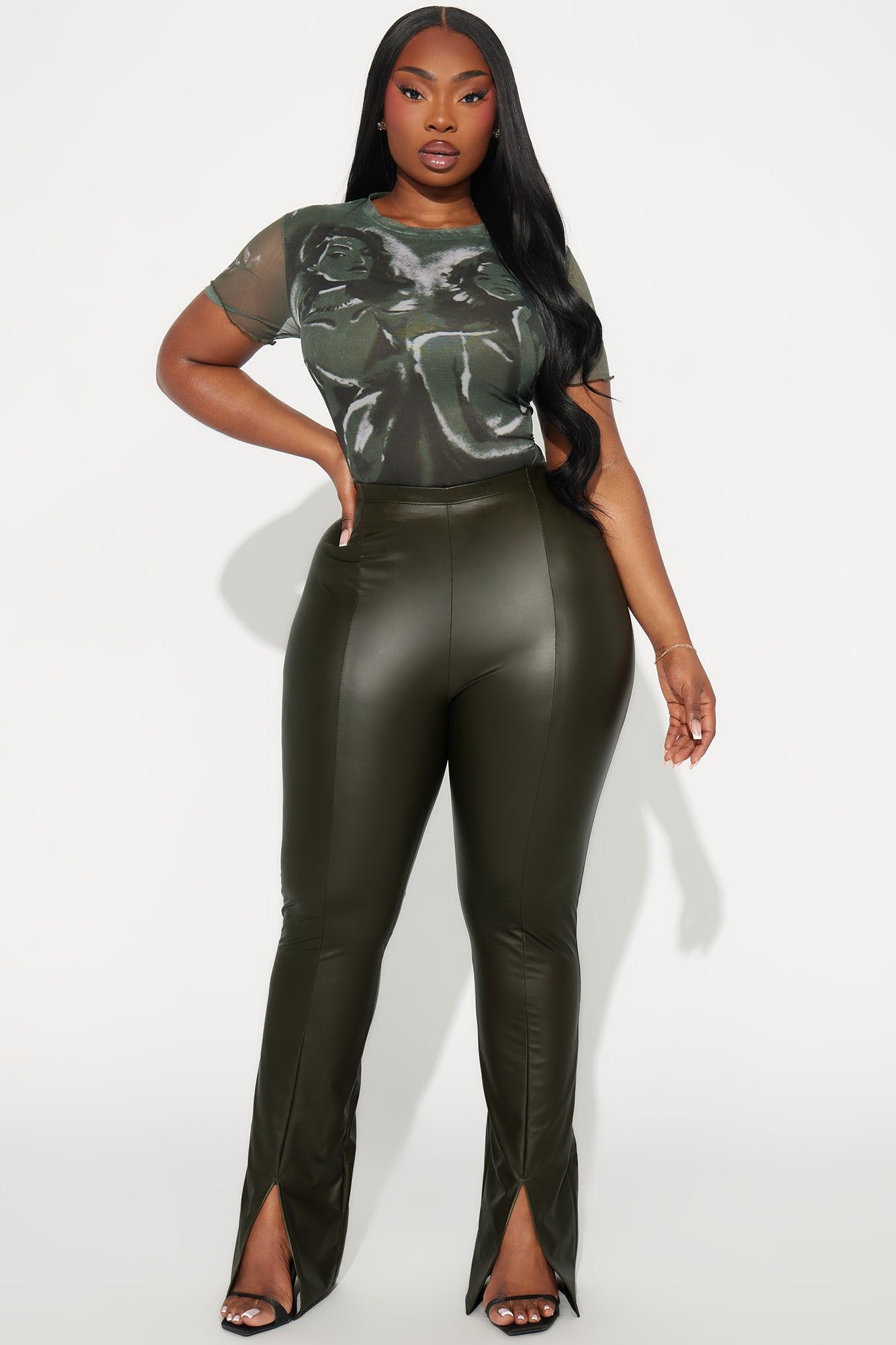 Bottoms Up Split Hem Legging - Hunter sold by Fashion Nova product image thumbnail 4