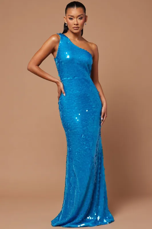 The Britney Sequin Gown - Turquoise made by Fashion Nova