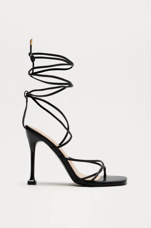 Strut My Way Wrap Up Heels - Black sold by Fashion Nova