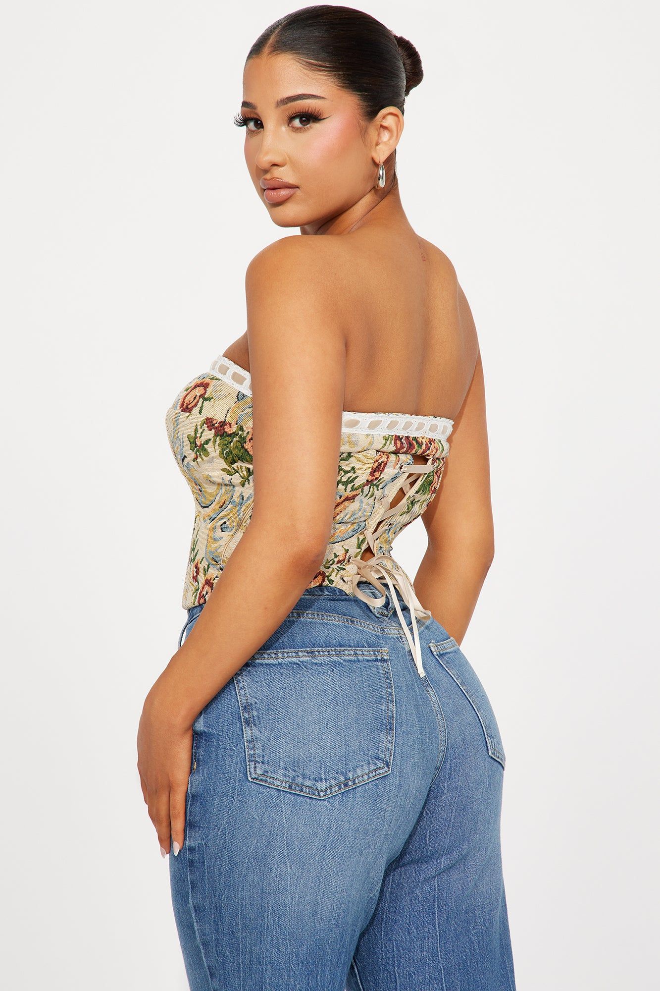 Caroline Jacquard Corset Top - Taupe/combo sold by Fashion Nova product image thumbnail 3