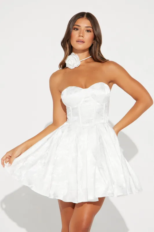 Blooming Love Satin Micro Mini Dress - White sold by Fashion Nova