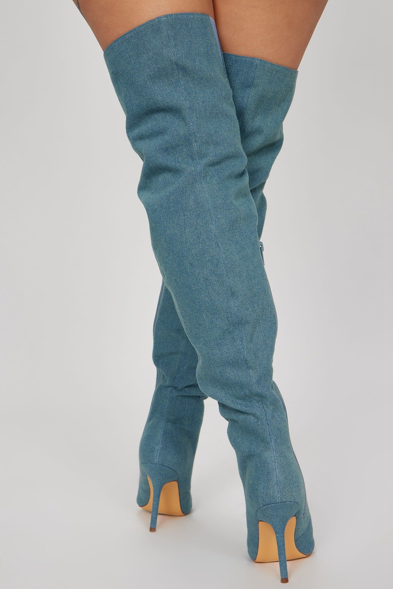 Leighton Distressed Denim Boots - Light Wash sold by Fashion Nova product image thumbnail 4