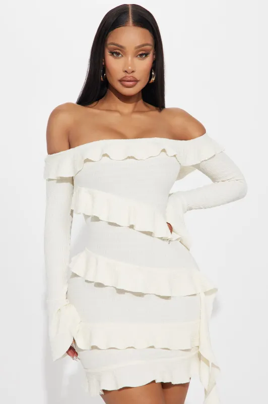 Ruffle Romance Mini Dress - Ivory sold by Fashion Nova