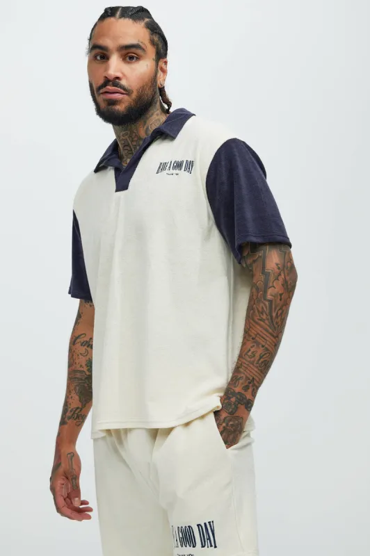 Have A Good Day Short Sleeve Polo - Cream sold by Fashion Nova