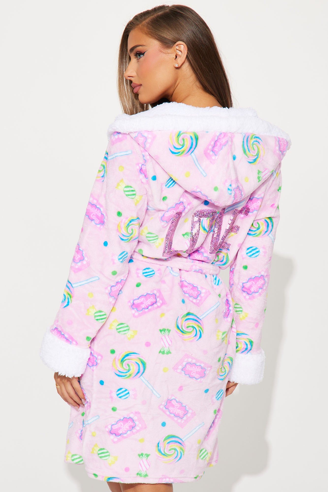 Sweetest Dreams Plush PJ Robe - Pink/combo sold by Fashion Nova product image thumbnail 3