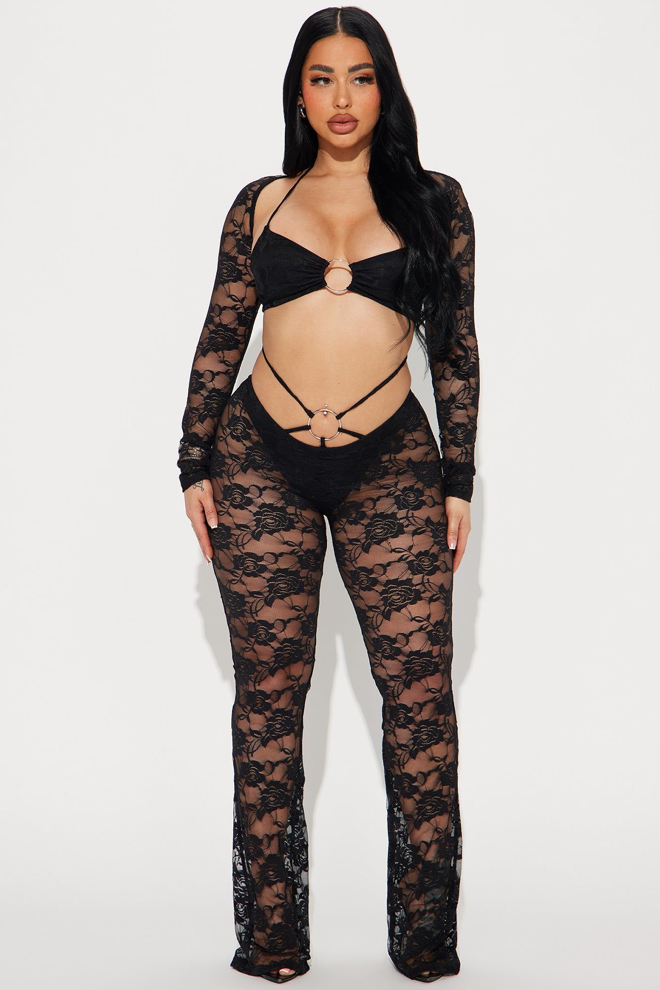 Festival Night Lace 3pc Pant Set - Black sold by Fashion Nova