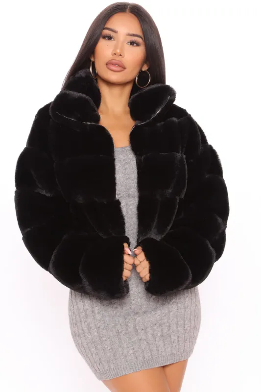 True Desire Faux Fur Jacket - Black sold by Fashion Nova