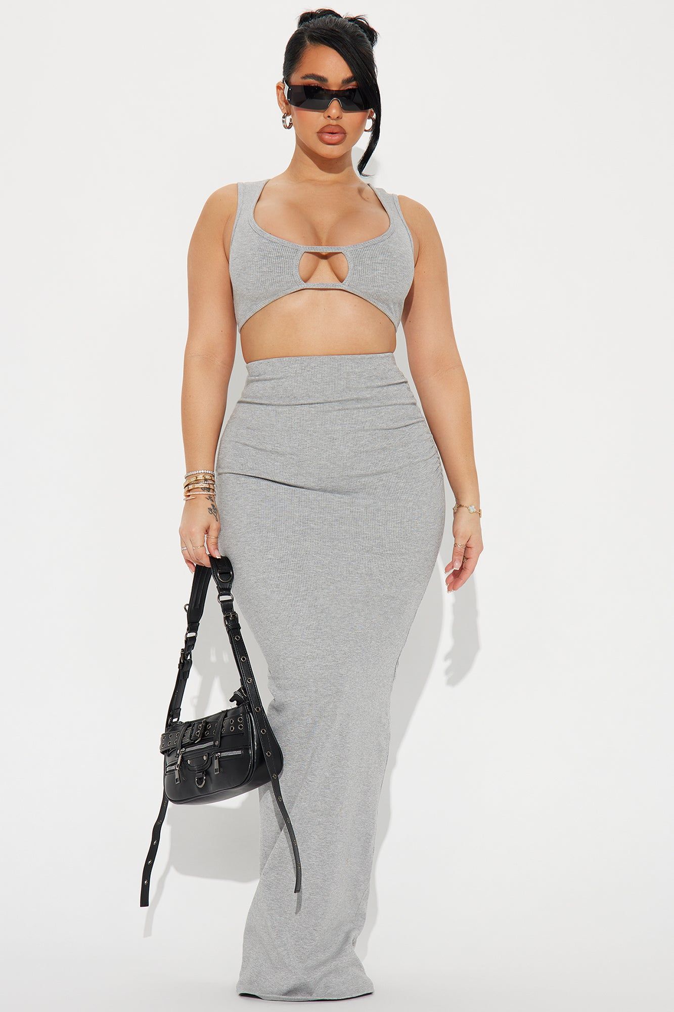 Adriana Snatched Cropped Top - Heather Grey sold by Fashion Nova product image thumbnail 2
