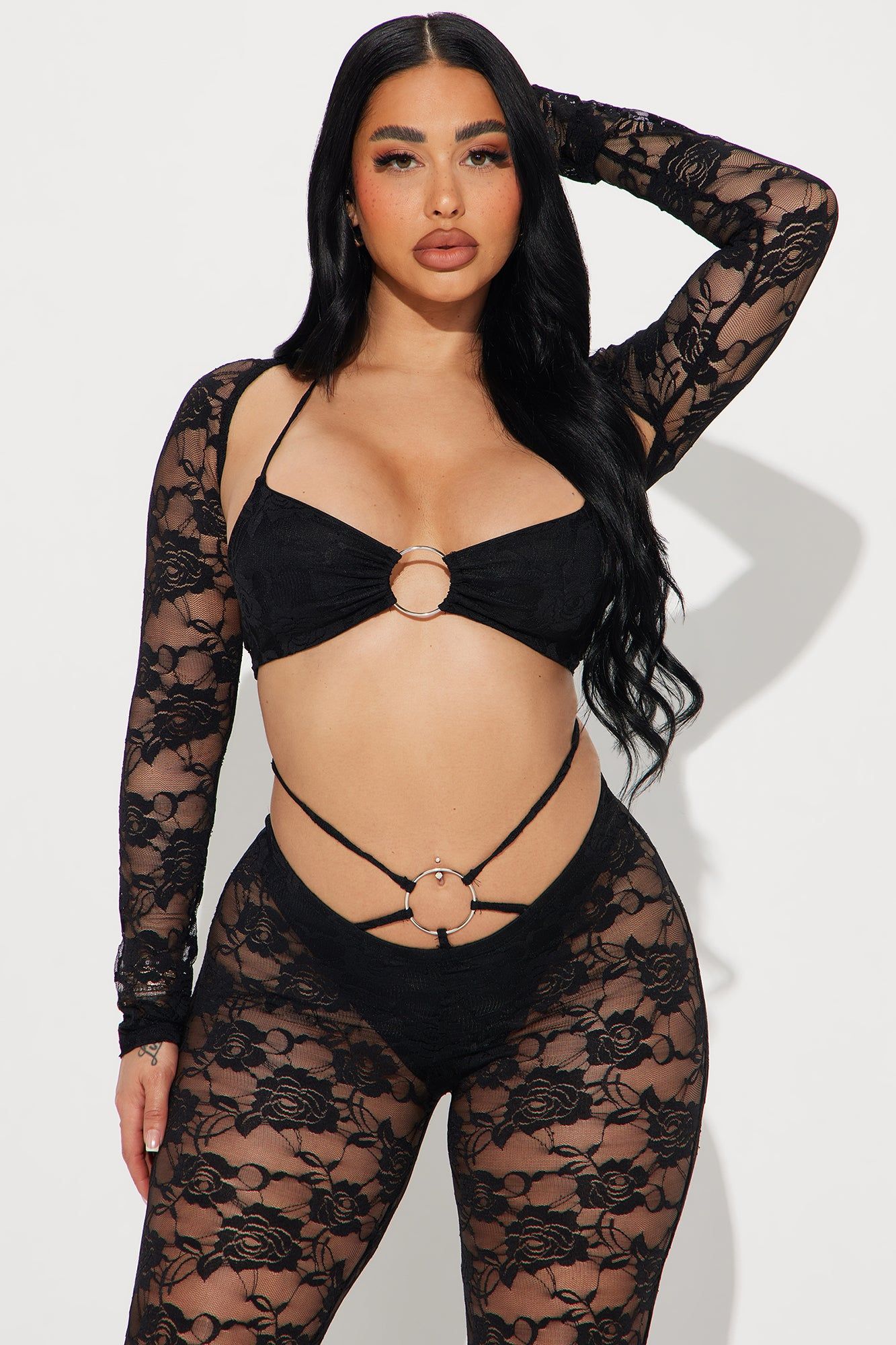 Festival Night Lace 3pc Pant Set - Black sold by Fashion Nova product image thumbnail 2